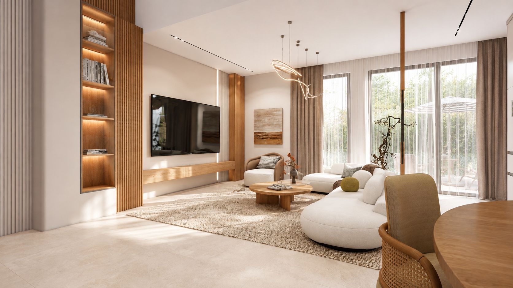 Duplex japandi : claustra en noyer